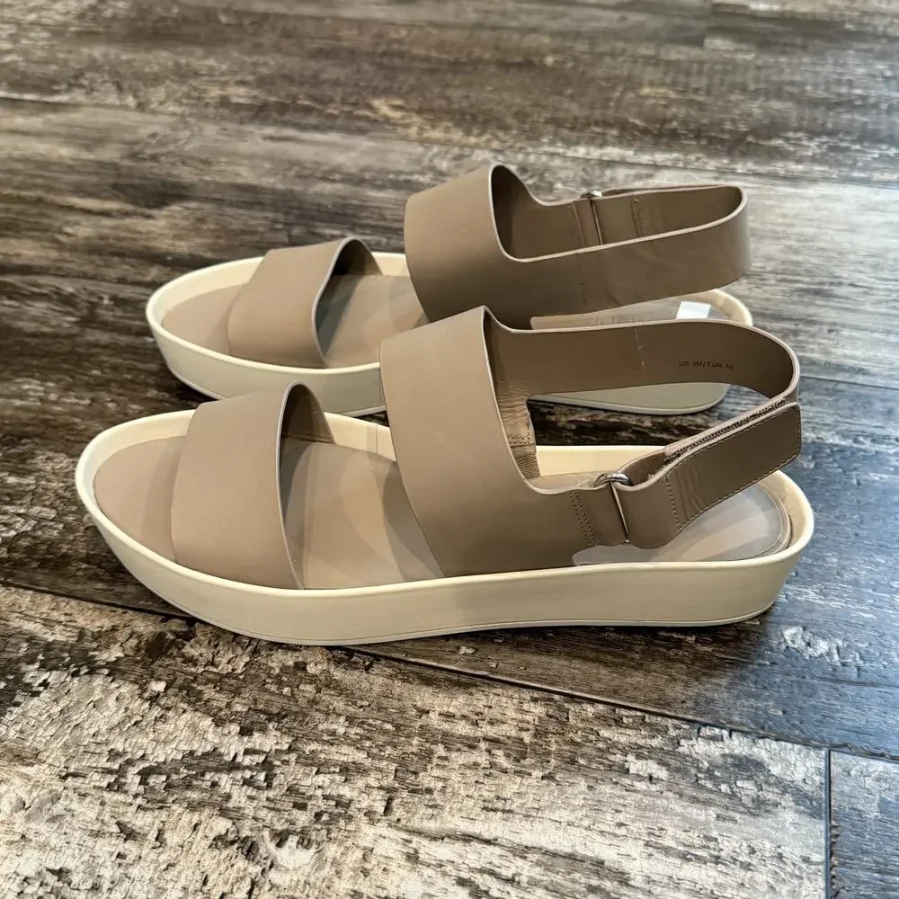 Vince Westport Platform Sandals Womens Size 9M Beige‎ Leather Minimalist NIB